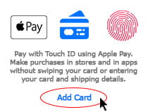 Debit card being added to an Apple Pay wallet