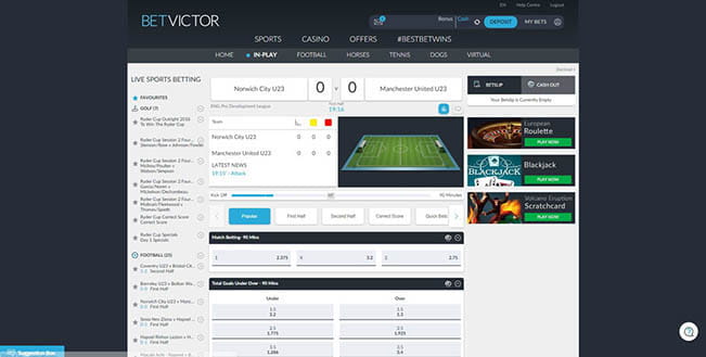 BetVictor in-play football betting arena
