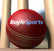 Cricket ball and stumps with the BoyleSports logo