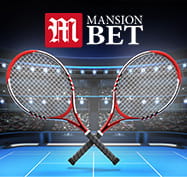 Two tennis rackets with the MansionBet logo