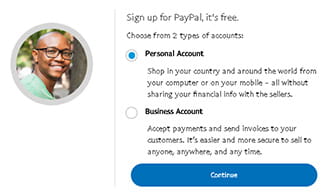 PayPal sign up