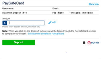 paysafecard being used as a deposit method