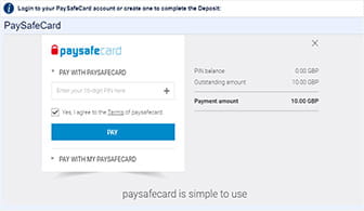 The paysafecard special code can be filled in to compelte the transaction