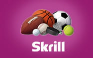 The word Skrill under a bunch of different sports balls