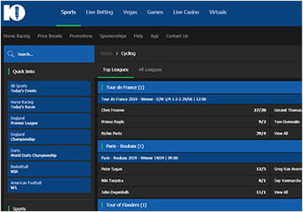 10bet outright cycling platform and betting options available