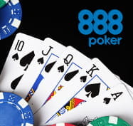 888poker logo and poker cards
