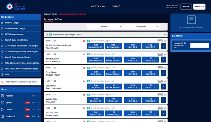 An All British Sports betting slip