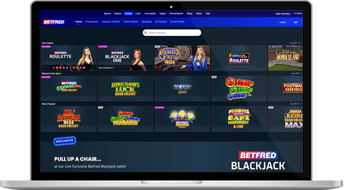 The Betfred casino homepage.