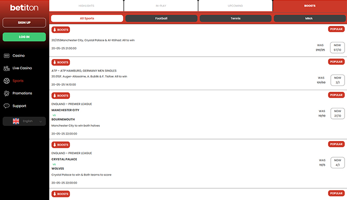 The Betiton live betting portal