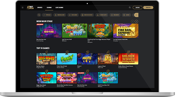 BetMGM casino homepage.