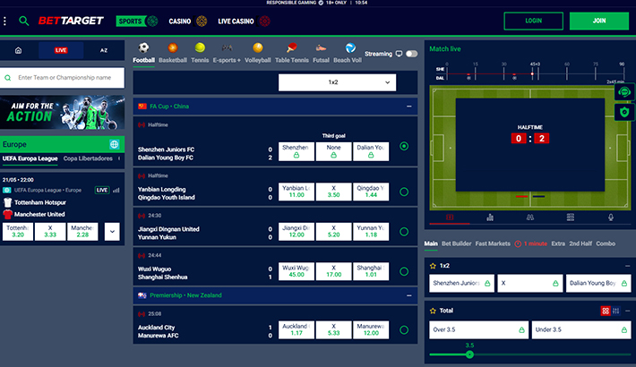 The BetTarget live betting platform