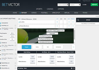 BetVictor in-play tennis platform
