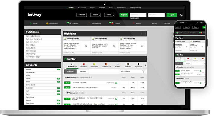 The Betway sports betting online platform.