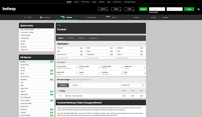 Betway site overview