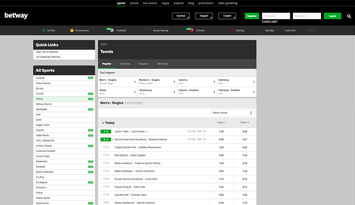 Betway site overview banking
