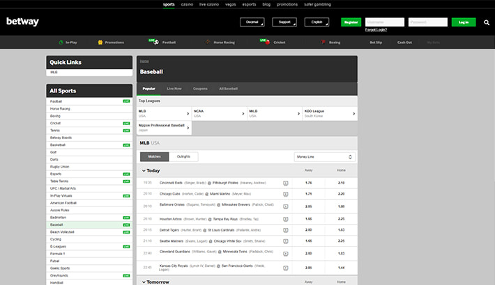 Betway site stat screen