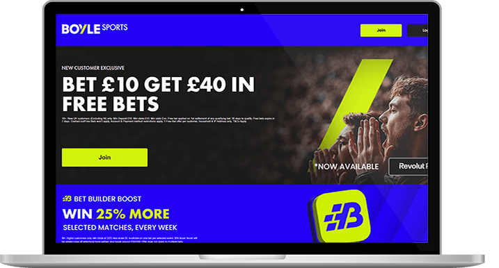 The BOYLE Sports free bets offer.