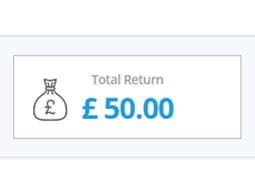 Total return amount depicted by a number and a pound sign