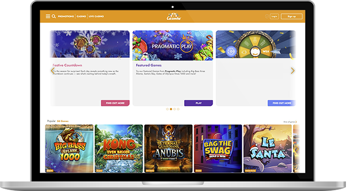 The Casimba casino homepage.