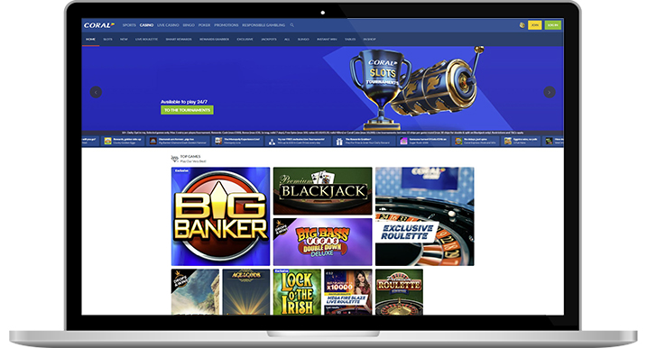 The Coral casino homepage.