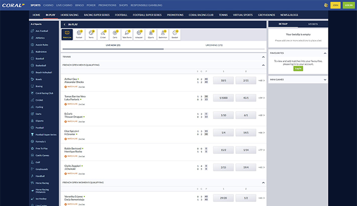 At Coral you can watch hd quality livestreams and see all betting details and options