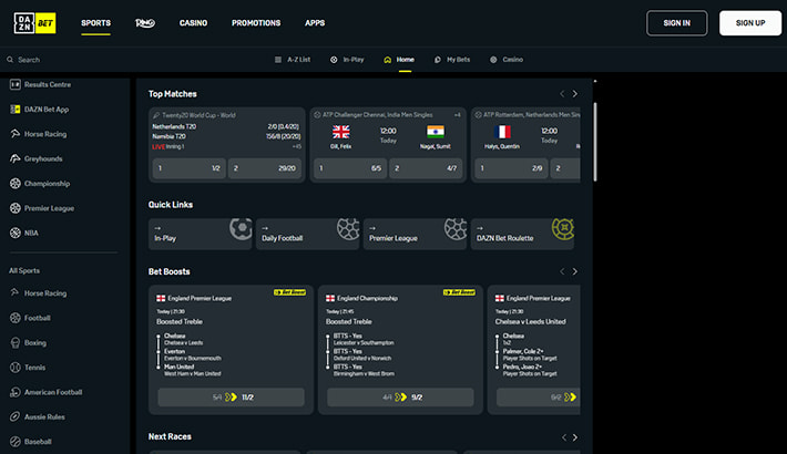 DAZN Bet website image 1