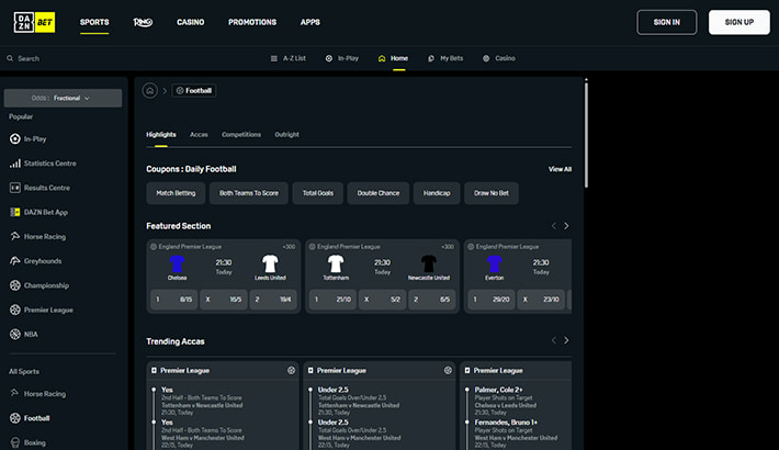 DAZN Bet website image 2
