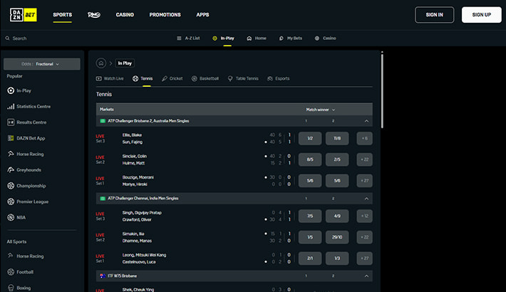 DAZN Bet website image 3