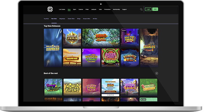 The Grosvenor casino homepage.