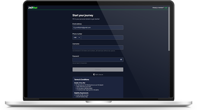 247Bet offer step 1