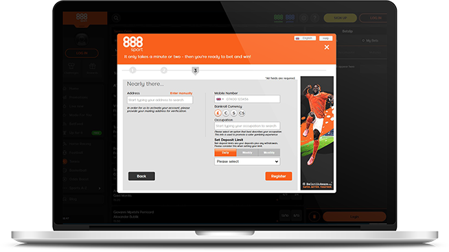 place a bet with 888 sport