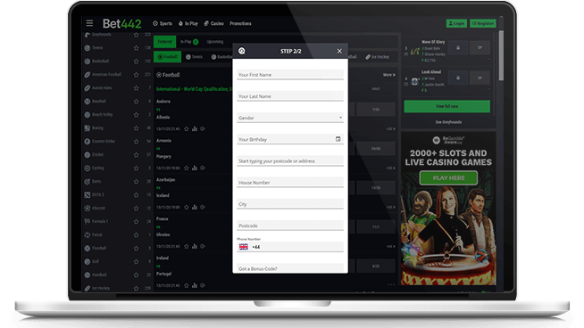 Regsiter a new player account