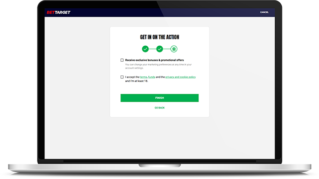 Deposit confirmation at BetTarget