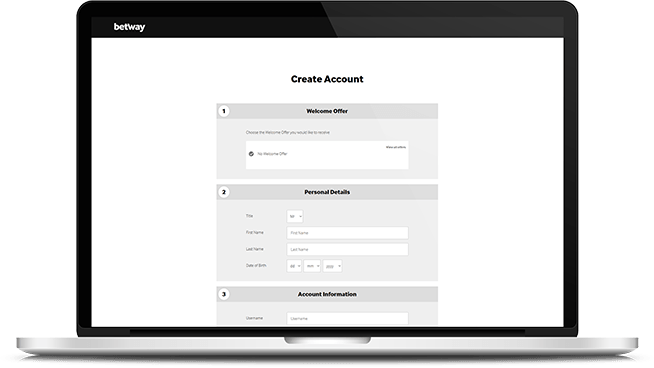 Betway open account step 1