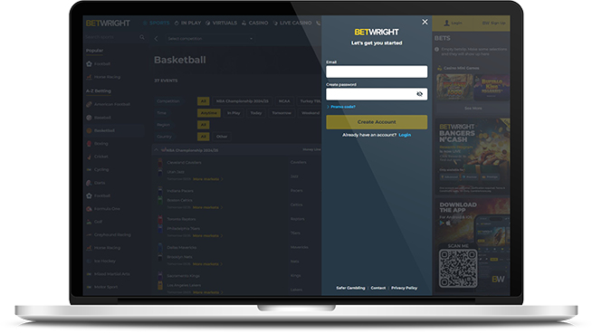 Step 1 of claiming the BetWright welcome offer