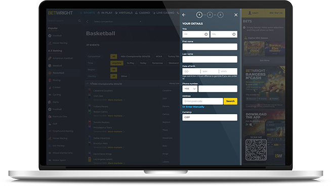 Step 2 of claiming the BetWright welcome offer