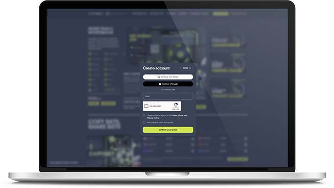 The CopyBet signup page
