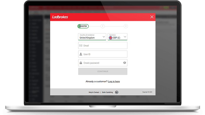 Opening a new account at Ladbrokes