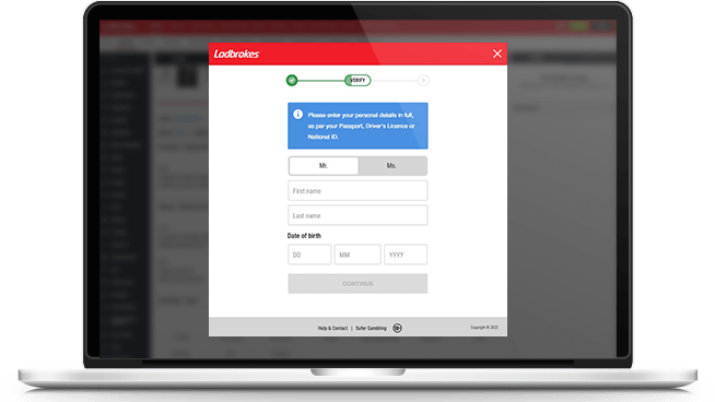 The Ladbrokes registration form.