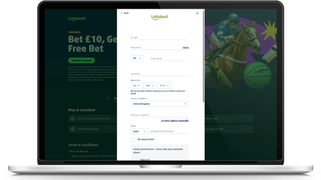 Registration form at Lottoland