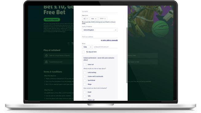 Deposit page at Lottoland