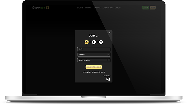 QuinnBet registration page