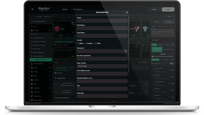 how to register an account at RightBet