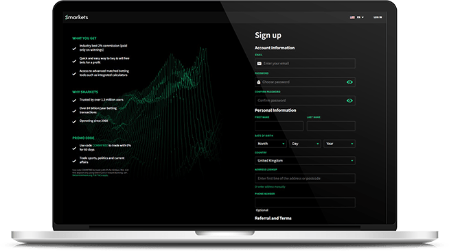Register Smarkets account