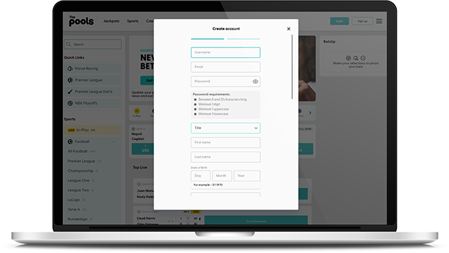 The Pools signup page