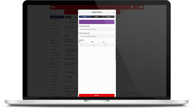 Registration with Virgin Bet