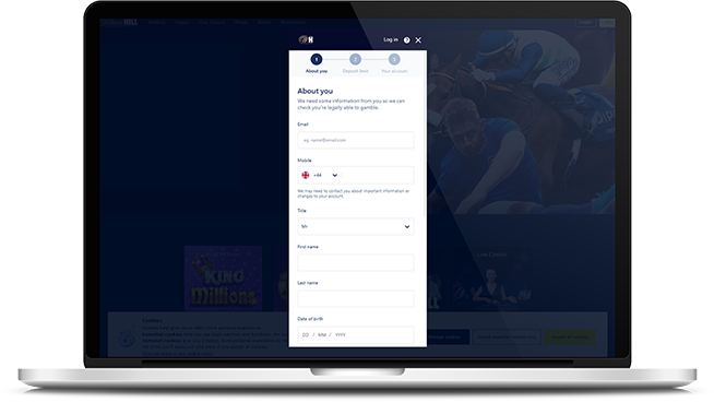 William Hill registration page one