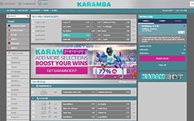 A view of the Karamba sports betting portal