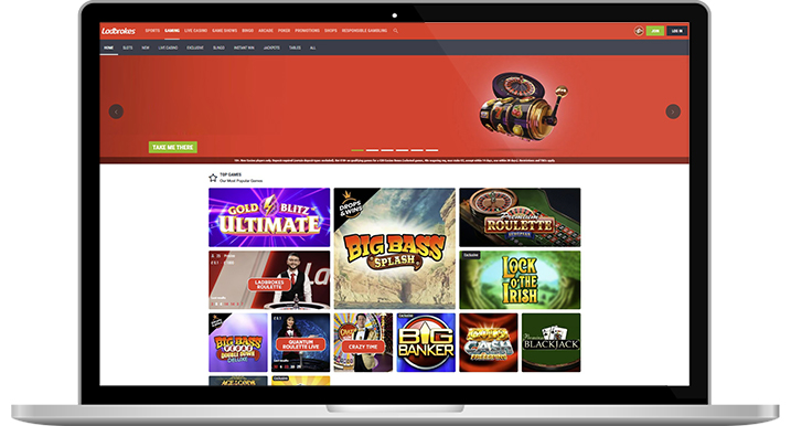 The Ladbrokes casino homepage.
