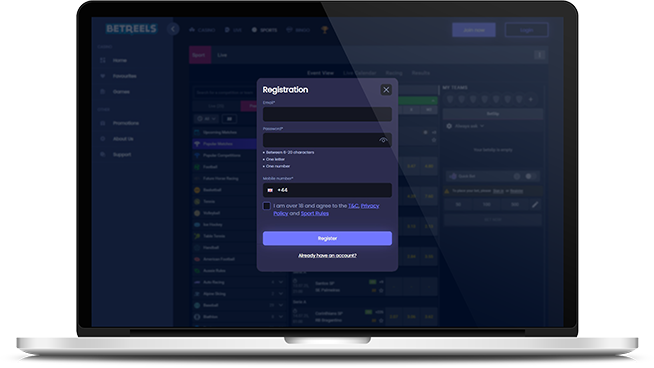 Register an account at Betreels
